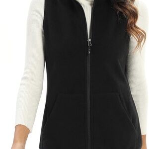 Black Zip-Up Fleece Vest